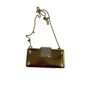 Comeco Minaudiere Clutch Women OS Gold  Rhinestone Hard Shell Evening Bag